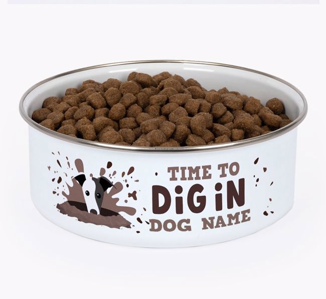 Time To Dig In: Personalised {breedFullName} Enamel Dog Bowl